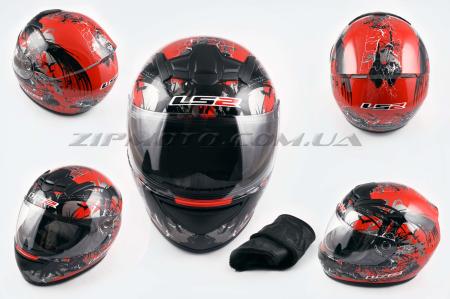 Шлем-интеграл   (mod:350) (size:XL, черно-красный, + воротник, PHOBIA)   LS-2 - 26939
