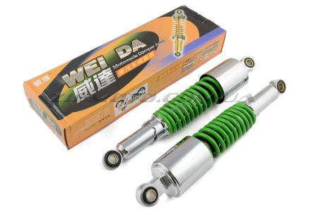 Амортизаторы (пара)   Delta   320mm, регулируемые, усиленые   (хром, зеленая пружина)   WEI DA - 28577