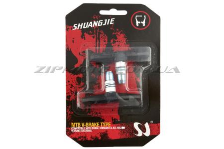 Колодки тормозные велосипедные (ободные, V-brake)   (черные)   SHUANGJIE - 29074