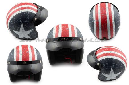 Шлем открытый   (с козырьком, size:L, бело-синий)   STAR - 29519
