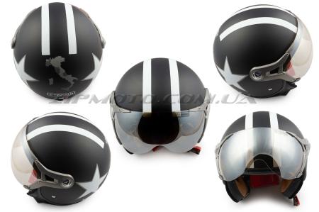 Шлем открытый   (с очками и козырьком, size:M, черный матовый)   BEON - 29537