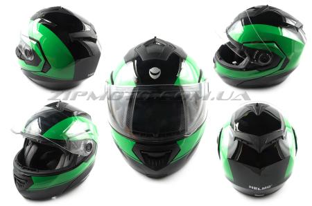 Шлем трансформер   (mod:FL258) (size:M, черно-зеленый)   HELMO - 33353