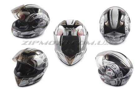 Шлем-интеграл   (mod:B-500) (size:XL, белый, зеркальный визор FUTURE SOLDIER)   BEON - 35279