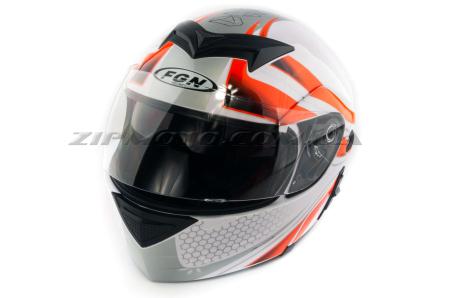 Шлем трансформер   (mod:FX-111) (size:L, бело-оранжевый)   FGN - 41877