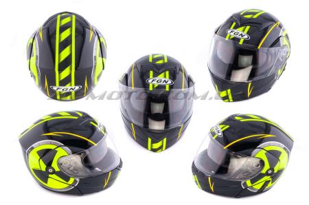 Шлем трансформер   (mod:FX-111) (size:XL, черно-зеленый, BIOHAZARD)   FGN - 41879