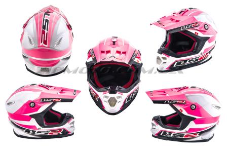 Шлем кроссовый   (mod:MX456) (size:L, бело-розовый)   LS-2 - 41926