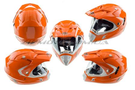 Шлем кроссовый   (mod:CR188) (с визором, size:L, оранжевый)   HELMO - 51804
