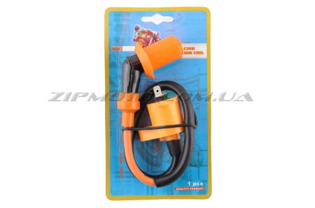 Катушка зажигания (тюнинг)   4T GY6 50-150, Honda DIO   (оранжевая, +насвечник)   FIRE FLAME - 6012