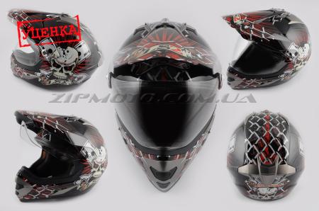 Шлем кроссовый   (mod:Skull) (с визором, size:XXL, красный)   LS-2 (Уценка2) - 67645