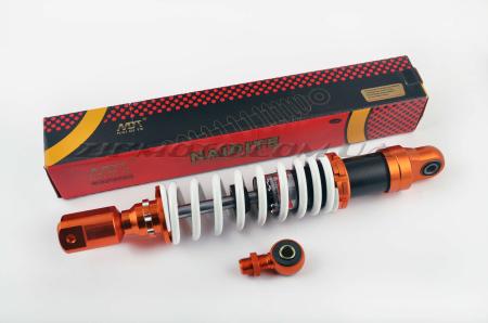 Амортизатор универсальный (+ переходник)   350mm, тюнинговый   (оранжево-белый)   NDT - 905