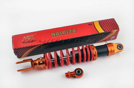 Амортизатор универсальный (+ переходник)   350mm, тюнинговый   (оранжево-красный)   NDT - 908